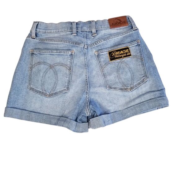 Jordache Vintage Jamie Patched Denim Jean Shorts Cuffed Size 30 W Boho Hippie - Picture 2 of 10